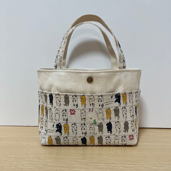 ハンドメイド*バッグインバッグ*洗濯ねこ*ミニトートバッグ