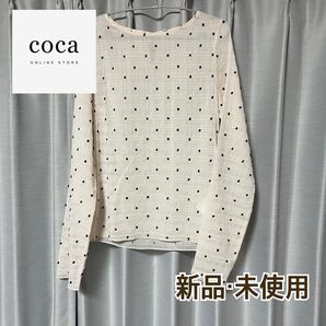COCA コカ カットソー 長袖 ブラック 黒 ロンT トップス シースルー シアー シアートップス シースルートップス ドット