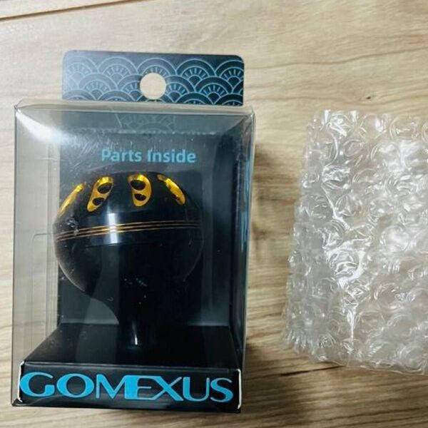 美品 ラウンドノブ ゴメクサス パワーハンドルノブ 38mm ブラック/ゴールド シマノAダイワS 実釣無し品