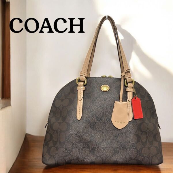 COACH コーチ ハンドバック ブラック×ダークブラウン レザー
