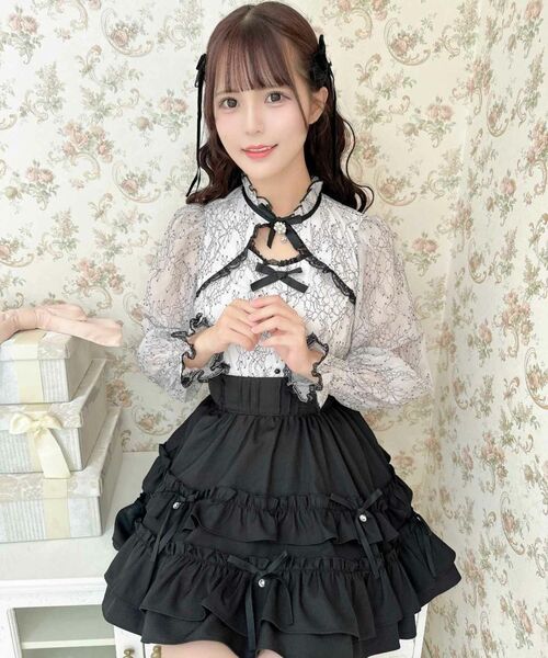 新品★ ROJITA 配色レース長袖TOPS 地雷系 ブラウス 量産型 ロジータ パープル
