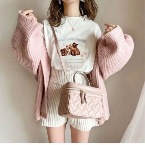 GRL グレイル 長袖 ロンT Tシャツ 白 ホワイト プリント 長袖Tシャツ トップス クルーネック 猫 キャット フリーサイズ