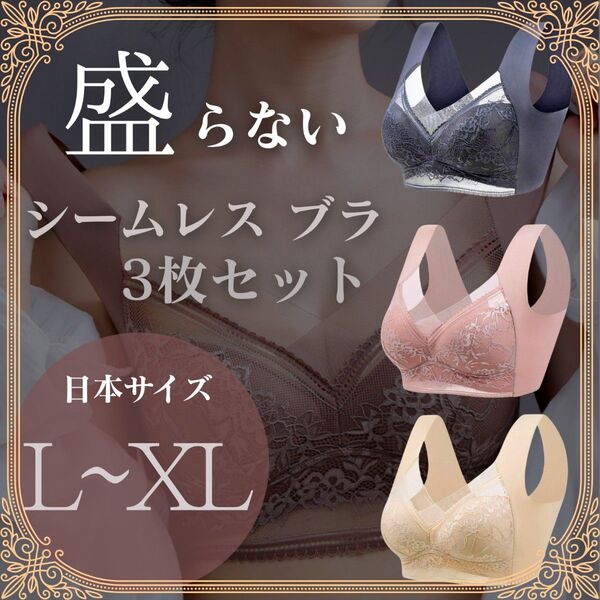 【L〜XLサイズ】美胸 3枚セット L~XL 胸を小さく見せる 着痩せ ナイトブラ シームレス