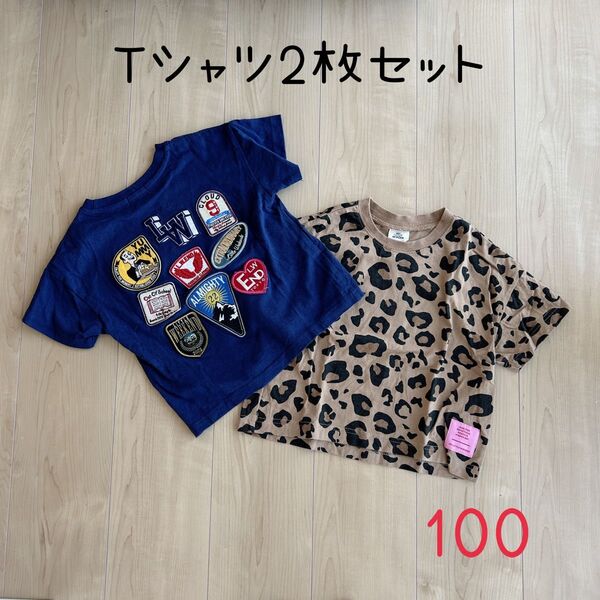 LW MLW 刺繍 ヒョウ柄 半袖Tシャツ 100cm 2枚セット ベビー キッズ