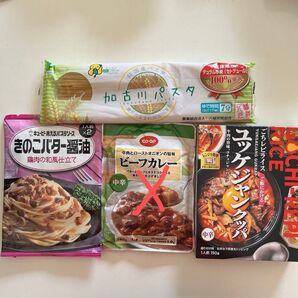 最終値下げ★在庫処分★レトルト食品★ユッケジャンクッパ パスタ きのこバター醤油 ビーフカレー 食品まとめ売り 3点セット