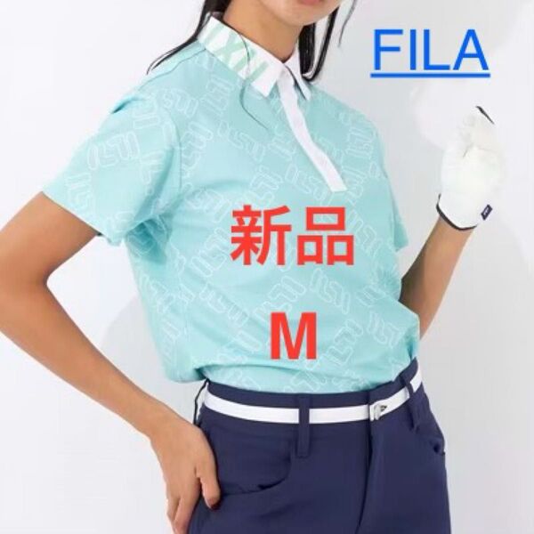 新品 M FILA ゴルフ ポロシャツ 半袖 吸汗速乾 UVカット 接触冷感 遮熱 ゴルフウェア ゴルフポロシャツ フィラゴルフ