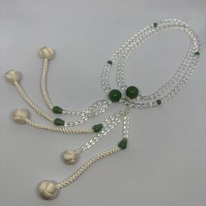 高級御念珠 水晶 インド翡翠仕立 アベンチュリン 尺ニ寸 日蓮宗 本式 本連数珠