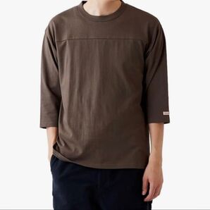 グッドウェア 7分袖 切替 フットボール Tシャツ USAコットン 7.6オンス ヘビーウェイト未使用 カーキブラウン