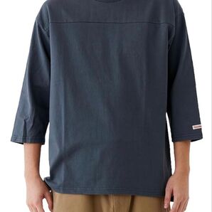 グッドウェア 7分袖 切替 フットボール Tシャツ USAコットン 7.6オンス ヘビーウェイト未使用 ブルーグレー