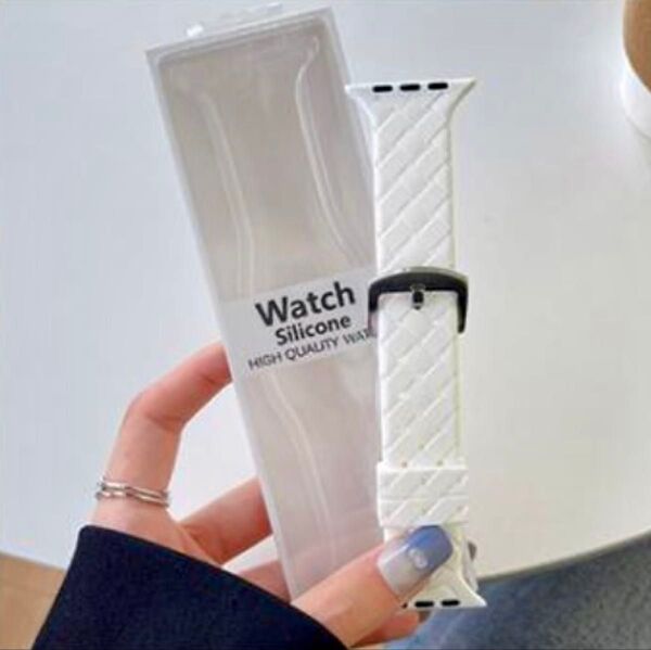 限定特価 Apple watch バンド アップルウォッチ ベルト シリコン 編み込み 38mm 40mm 41mm ホワイト