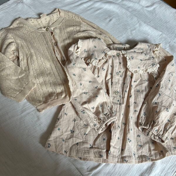 バースデイ フタフタ テータテート 2点セット ブラウス カーディガン ベビー服 女の子