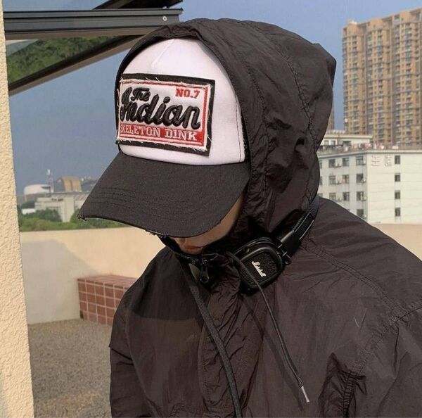 キャップ メッシュキャップ 帽子 アメカジ CAP ブラック Y2K グランジ