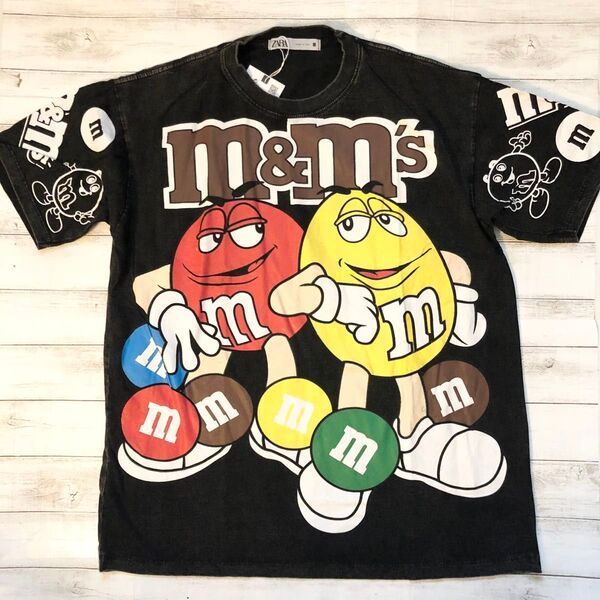 エム&エムズ m&m's L プリントTシャツ ブラック