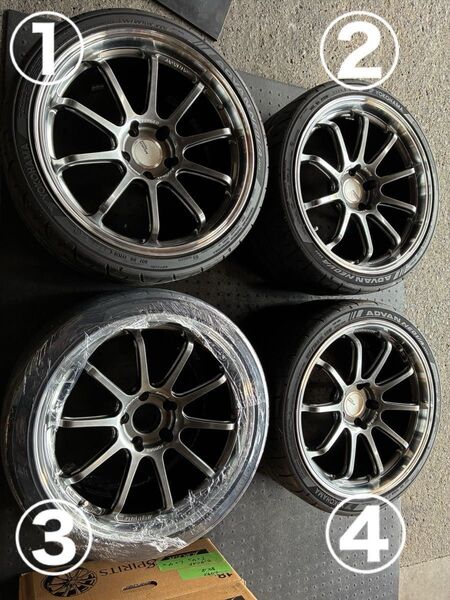 ①ADVAN RS-DF 鍛造 9.5-19 5/120+35 FK8 シビックタイプR FL5 265/30R19 バリ溝