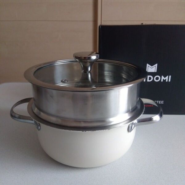 MEIDOMI18cm鍋 蒸し器セット アイボリー