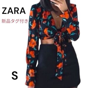 ZARA【新品タグ付き】ザラ クロップトップ ブラウス 花柄