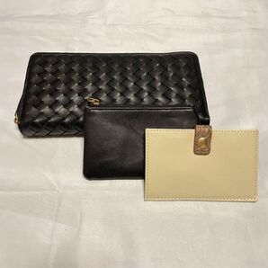 ラム 本革 メッシュ ラウンドファスナー 型 長財布 ミニパスケース ラムレザー