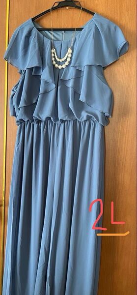 値下げ ティカ シフォン ワンピース オールインワン LL sizeネックレス付き 裏地付き