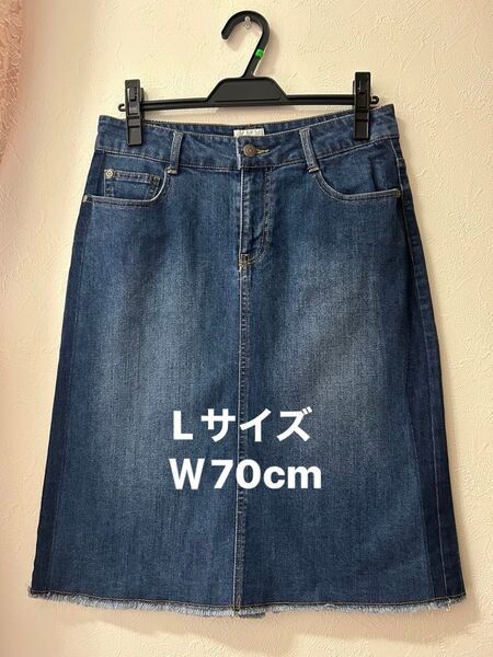 EMMA JAMES デニム膝丈ストレッチスカート Lサイズ ウエスト70cm