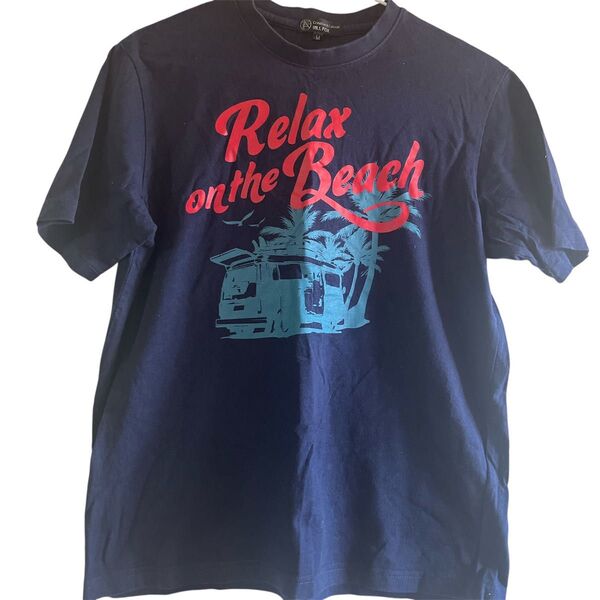 ネイビー Tシャツ ビーチ メンズ 紺色 夏服 M 普段着 部屋着 ブルー
