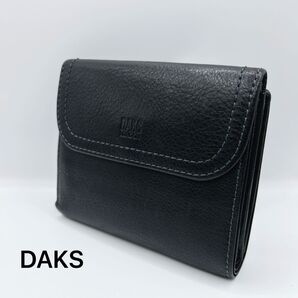 DAKS ダックス 二つ折り財布 がま口 黒 ブラック
