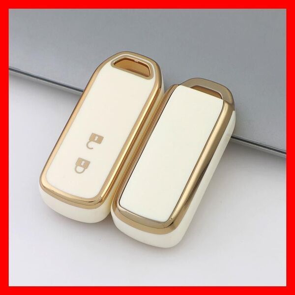 ホンダ スマートキーケース TPU キーカバー N-BOX N-ONE N-VAN 2ボタン ホワイト×ゴールド