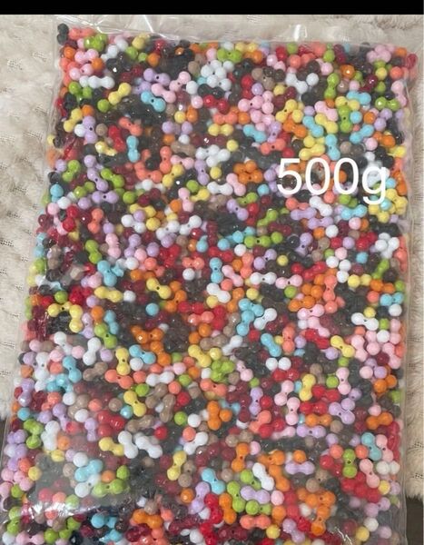 500g ピーナッツビーズ 原色 アクリルビーズ