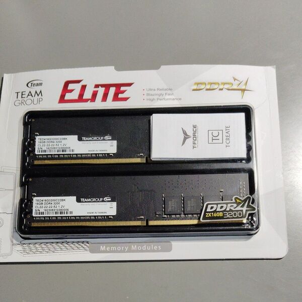 Team DDR4 32GB(16GB×2) 3200MHz デスクトップ メモリ PC4-25600
