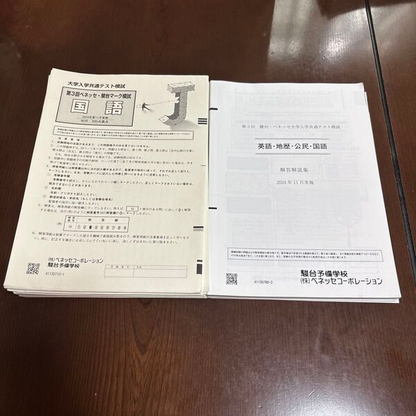 第3回 駿台・ベネッセ大学入学共通テスト模試・解答解説集 2024年11月実施 理系 旧課程地歴