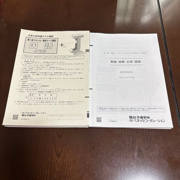 第1回 駿台・ベネッセ 大学入学共通テスト模試・解答解説集 2024年9月実施 旧課程 地歴