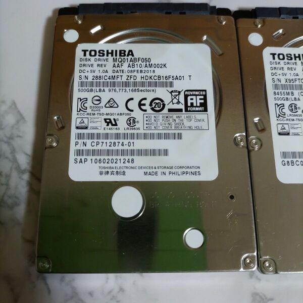TOSHIBA HDD 2個