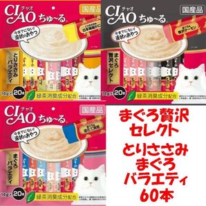 チャオ ちゅーる 60本 国産 猫用 いなば ペットフード まぐろ贅沢セレクト まぐろバラエティ とりささみ ちゅ〜る