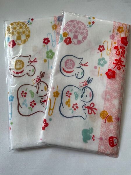 新品 日本製 手ぬぐい ガーゼ ヘビ 蛇 花柄 日本風 プレゼント用人気 2枚セット