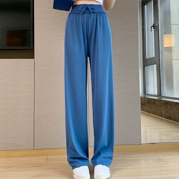 ワイドパンツ フレアパンツ ガウチョパンツ 夏 体型カバー シンプル 美脚 冷感 ウエストゴム