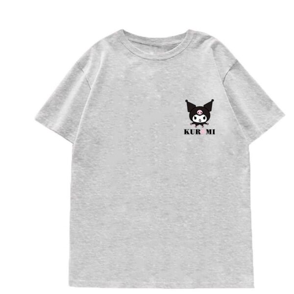 クロミ 半袖 Tシャツ メンズ マイメロディ マイメロ グッズ KUROMI Tシャツ グレー M クルーネック キャラクター