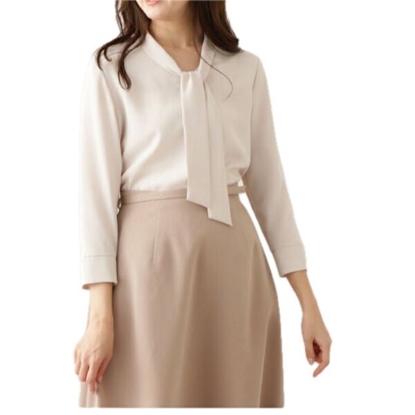 洗える NATURAL BEAUTY BASIC ボウタイブラウス 七分袖 シャツ ナチュラルビューティベーシック オフィス