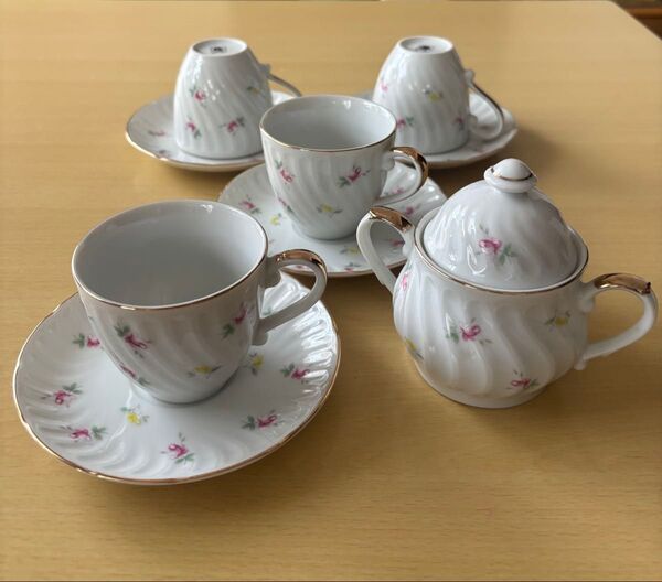 コーヒーカップ ティーカップ シュガーポット5点セット