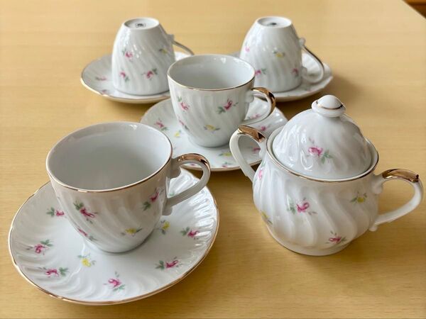 コーヒーカップ ティーカップ シュガーポット5点セット