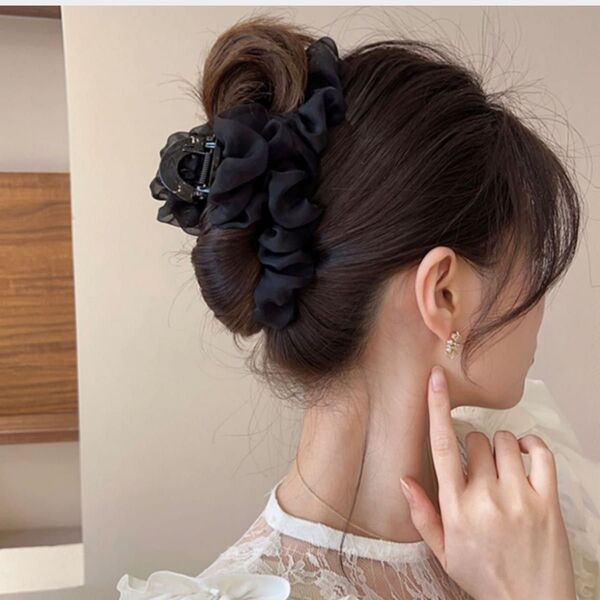 大人気 シフォン バンスクリップ ヘアクリップ ヘアアクセサリー 髪飾り 髪留め 結婚式
