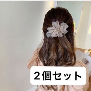 2個セット シフォン バレッタ ヘアアクセサリー 髪留め 可愛い 髪飾り ヘアクリップ