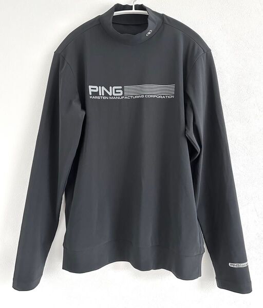 PING ピンゴルフ 長袖モックネックシャツ M ドライストレッチ ブラック