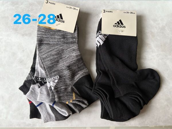 adidas アディダス 靴下 ソックス メンズ 3足組×2 6足 スニーカーソックス 26〜28cm