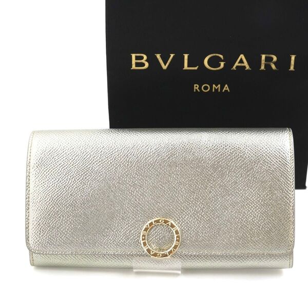 新品未使用 BVLGARI 長財布 クラシコ ロゴマニア 折り財布 シルバー