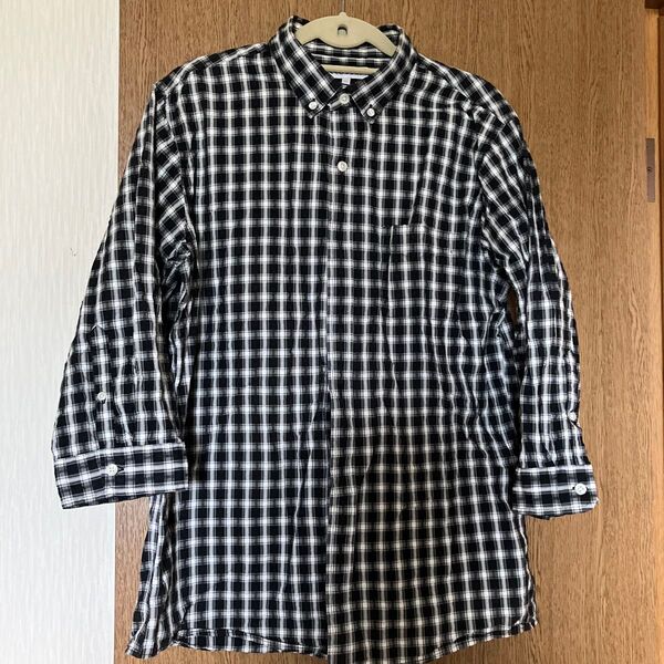 GLOBAL WORK チェックシャツ 七分袖 メンズ Lサイズ