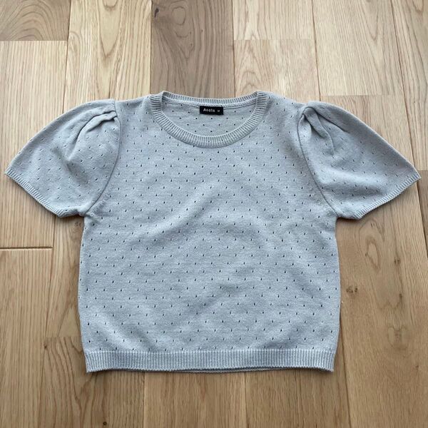 Aosta アオスタ サマーニット パフスリーブ Tシャツ トップス 半袖 半袖ニット M 90 韓国子供服