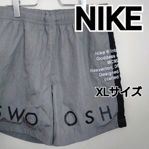 古着 美品 NIKE スウッシュウーブンショートパンツ ゆるダボ グレー