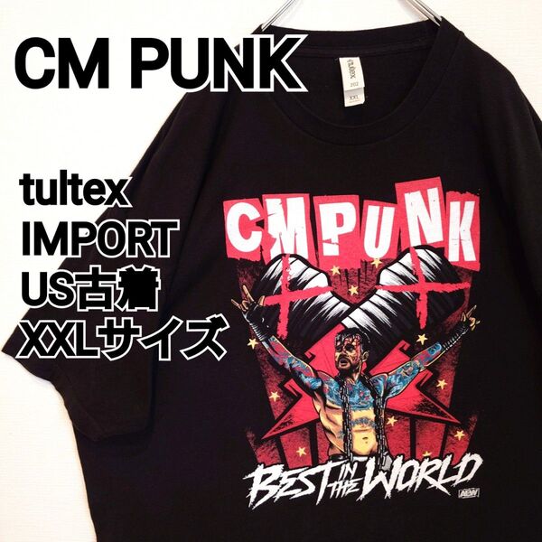 古着 黒T プロレス AEW CM PUNK ゆるダボ ビッグシルエット
