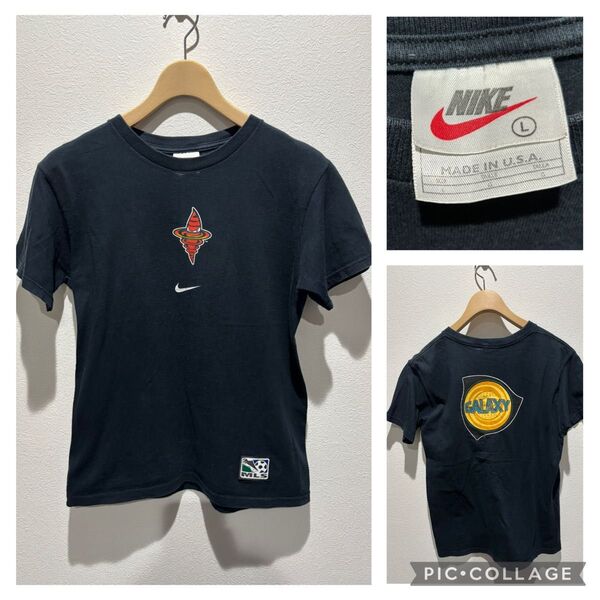 90s nike usa製 mls galaxy 黒 Tシャツ L/ナイキ