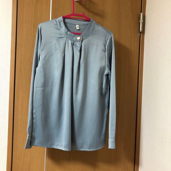 【dokiki】ブラウス レディース 水色 Mサイズ 厚めの生地