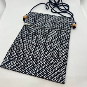 お祭りポシェット 江戸紐/紺 かのこ ハンドメイド サコッシュ ミニポシェット スマホポーチ ポシェット